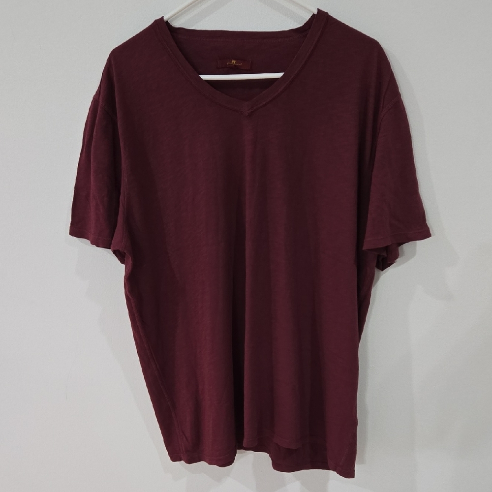 7 For All Mankind Sz XL Mens Burgundy Short Sleeve Tee